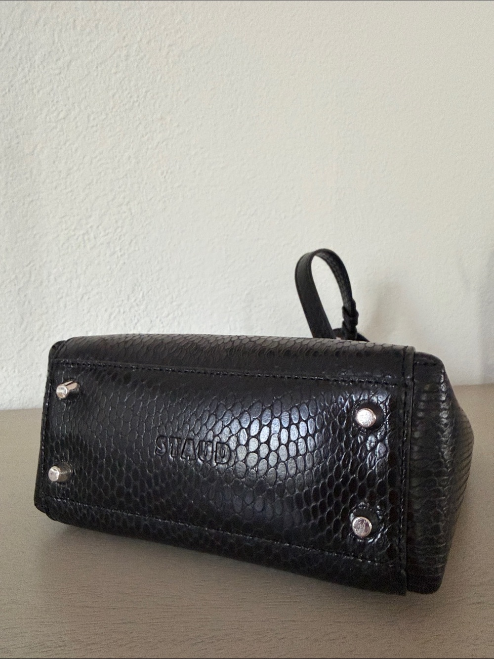 STAUD Black Snake Textured Square-Handle Crossbody - Picture 4 of 13